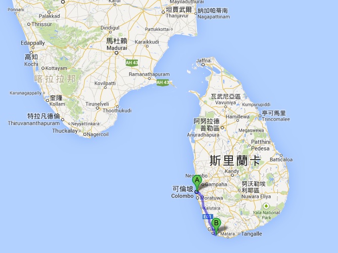 map colombo to talpe